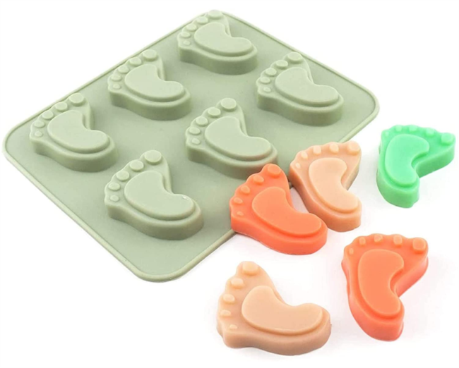 Baby Footprint Molds Foot Step Silicone Fondant Molds for Baby Shower Birthday Cake Decoration Candy Chocolate Cupcake Topper Decorating