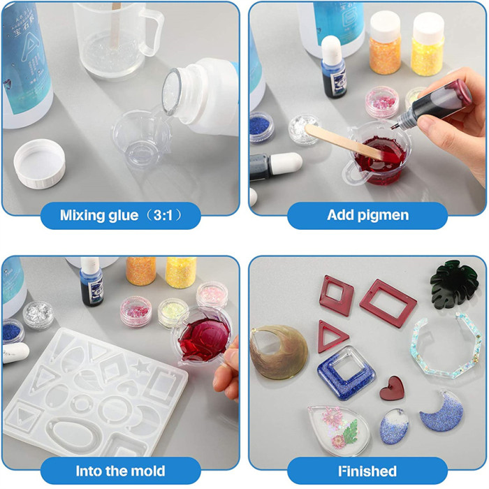 4 Pieces Earring Resin Molds Jewelry Casting Molds Silicone Pendant Mould Epoxy Resin Molds DIY Craft Mould for DIY Women Earrings, Resin Jewelry, Pendant Craft Supplies