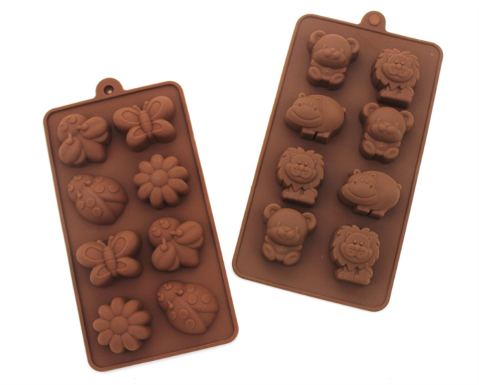Non-stick Candy Jelly Molds, Chocolate Molds, Soap Molds, Silicone Baking Molds - Forest Cute Theme Happy Bear, Lion, Hippo - More Fun, Toy Kids Set, Set of 2 (Animal)