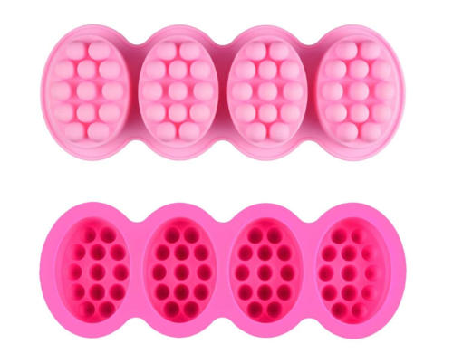 2 Pcs Massage Molds, SJ 4 Cavity Silicone Massage Bar Soap molds, Food Grade Silicone Molds, BPA Free Soap Making Trays