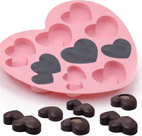 2 Pcs 3D Heart Chocolate Bomb Silicone Molds, Baking Hot Cocoa Love Shape Mold, 9 Holes Non Stick Silicone Mold for Making Chocolate, Cake, Jelly, Candy, Mousse, Dessert