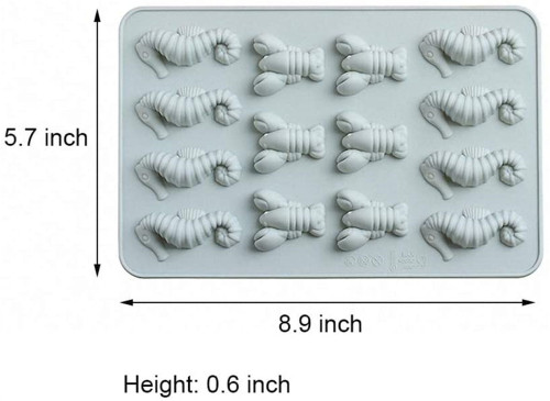 2Pcs Seahorse & Lobster Chocolate Candy Molds, Under the Sea Silicone Mold for Fat Bomb Fondant Cake Decorating Mini Soap Crayon Melt Ice Cube Tray（Random color）