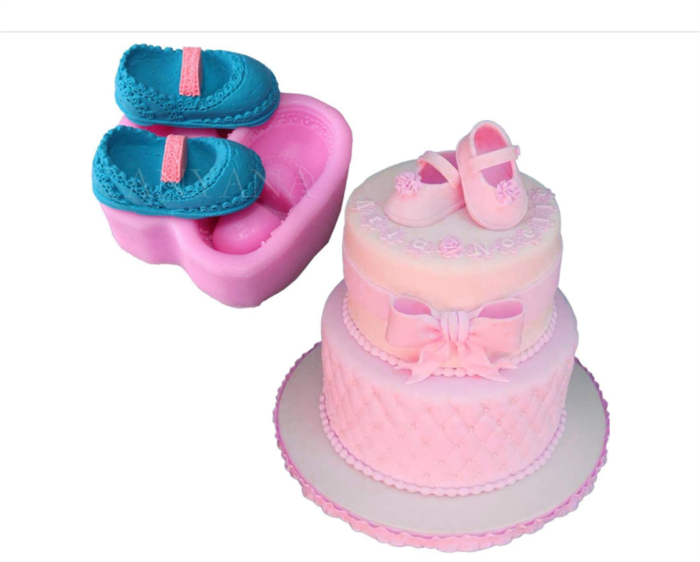 Girl Baby booties shoes shower christening mould cake Fondant silicone gum paste mold for Sugar paste cupcake decorating tool topper birthday party decoration sugarcraft decor