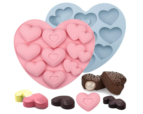 2 Pcs 3D Heart Chocolate Bomb Silicone Molds, Baking Hot Cocoa Love Shape Mold, 9 Holes Non Stick Silicone Mold for Making Chocolate, Cake, Jelly, Candy, Mousse, Dessert