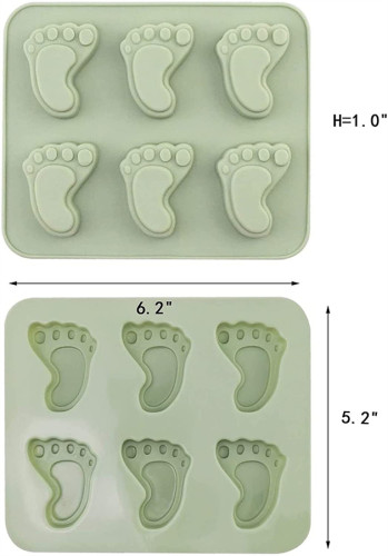 2 Pack Cute Baby Foot Silicone Molds for Baby Shower Party Footprint Chocolate Candy Gummy Jello Jelly Bakeware Baking Muffin Cupcake Cake Soap Lotion Bar Crayon Melt Pastry Ice Cube Tray