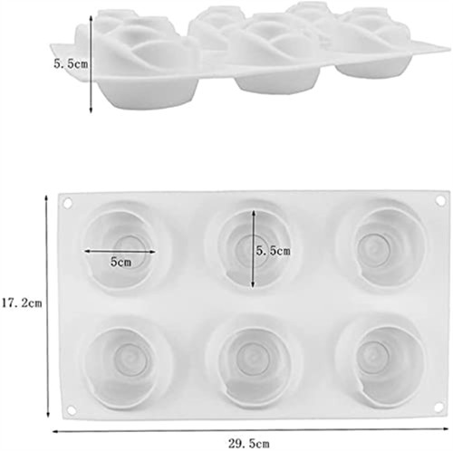 Rose Silicone Molds for Baking Mousse Cake, 3D Flower Silicone Baking Molds for Cakes Dessert Mold for Pastry Chocolate, Ice Cream, Cake Decoration Mold, Homemade Soap Candle, Rose Shape (6-Cavity)