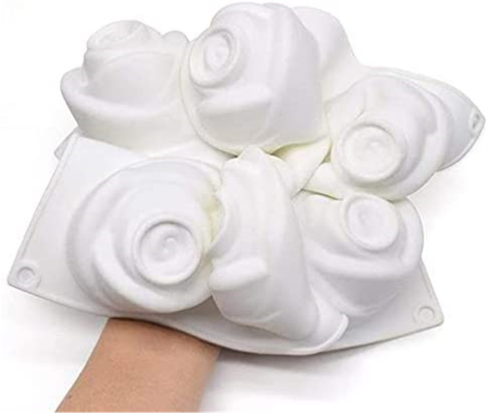Rose Silicone Molds for Baking Mousse Cake, 3D Flower Silicone Baking Molds for Cakes Dessert Mold for Pastry Chocolate, Ice Cream, Cake Decoration Mold, Homemade Soap Candle, Rose Shape (6-Cavity)