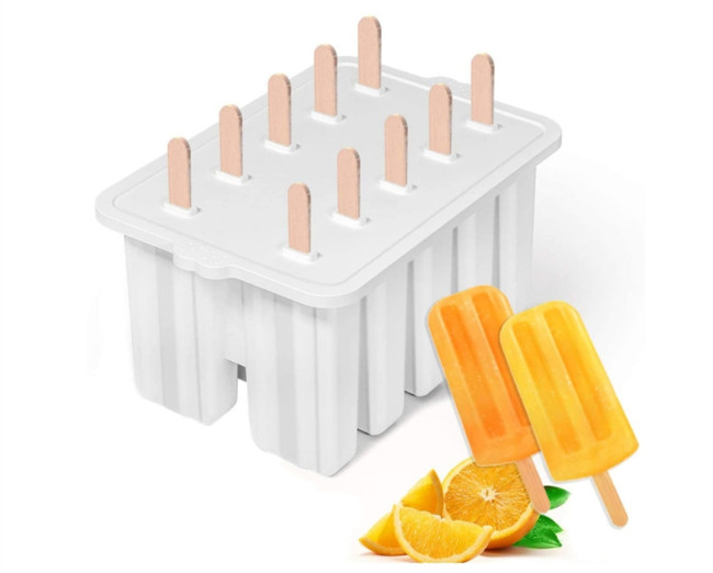 10 Cavity Homemade ICE Pop Molds Food Grade Silicone BPA-Free Popsicle Mold