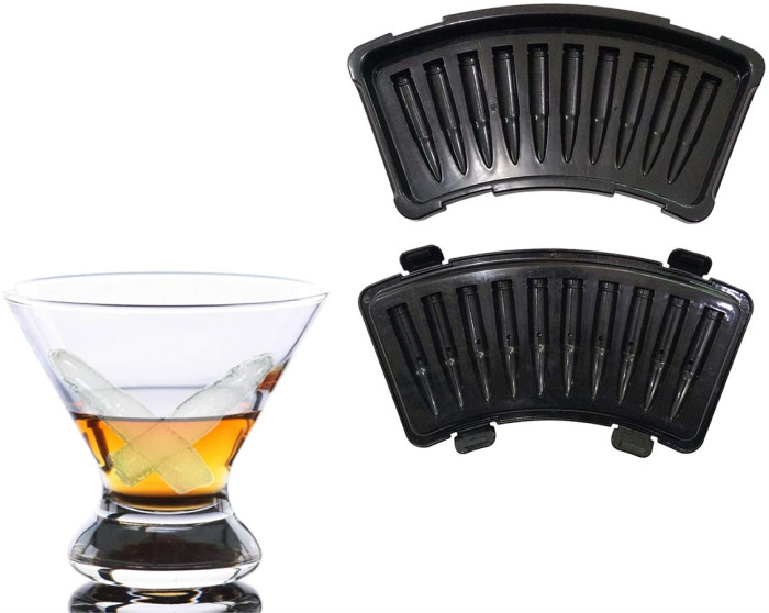 (3 Pack) Ice Cube Mold Set, 3D Silicone & Plastic Weapon Series for Ice Ball, Cake & Chocolate Maker, Contains a Silicone Grenade Mould, a Silicone Pistol Gun Mould and a Plastic Bullet Mould