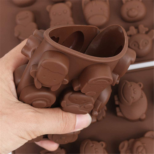 Non-stick Candy Jelly Molds, Chocolate Molds, Soap Molds, Silicone Baking Molds - Forest Cute Theme Happy Bear, Lion, Hippo - More Fun, Toy Kids Set, Set of 2 (Animal)