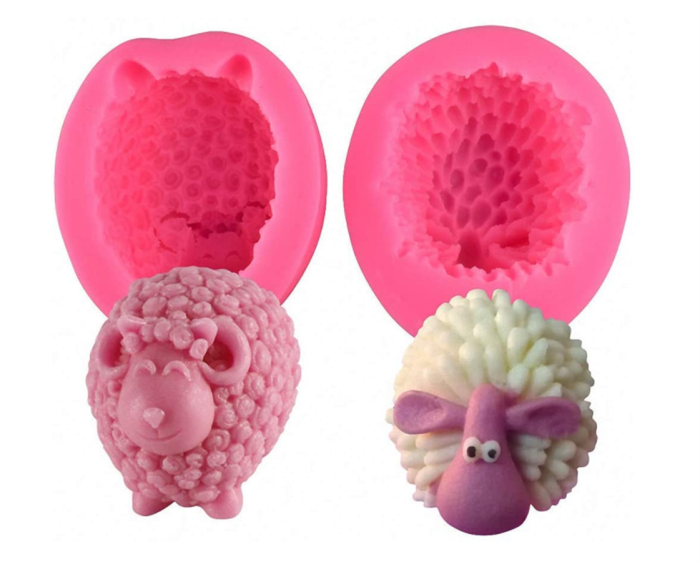 3D Sheep Shape Silicone Chocolate Mold DIY Goat Candy Fondant Molds Handmade Soap Candle Cake Decorating Mould (Set of 2)