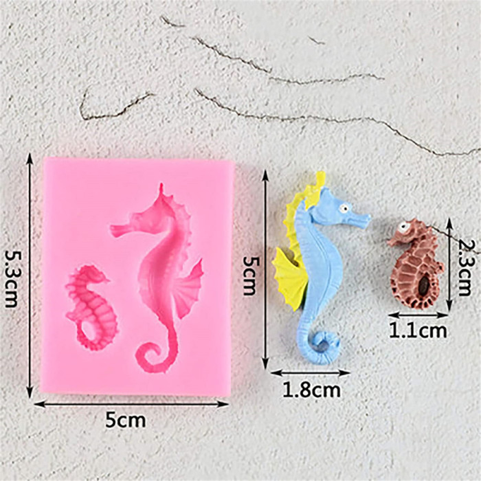 2 Pieces Marine Series, Seahorse Silicone Mould - Ocean Theme Birthday Party Tool,Cake Decorating, Icing, Biscuit Decor, Chocolate, Polymer Clay,Sugar Craft Fondant Molds