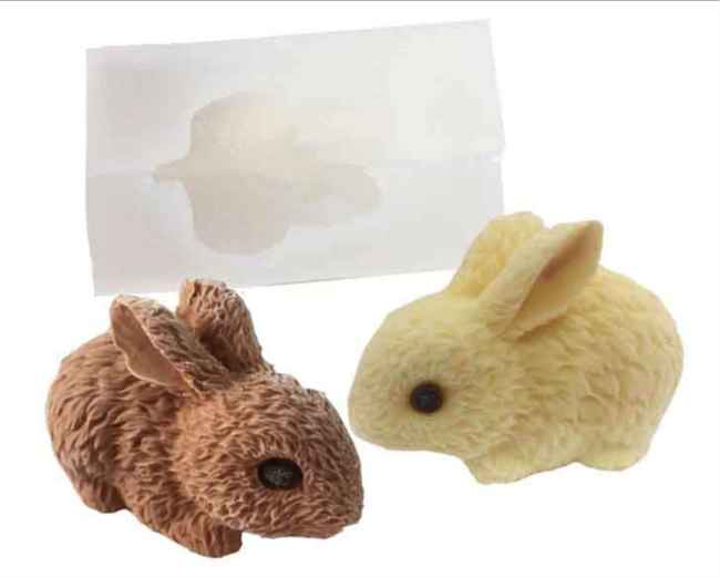Rabbit Silicone Soap Mold Easter Day Bunny Shape Fondant Cake Decorating Mould, Bakeware Mousse Candy Jelly Ice Pudding Chocolate Mould Candle Making Mould, Resin Clay Molding Baking Mold(Random color)