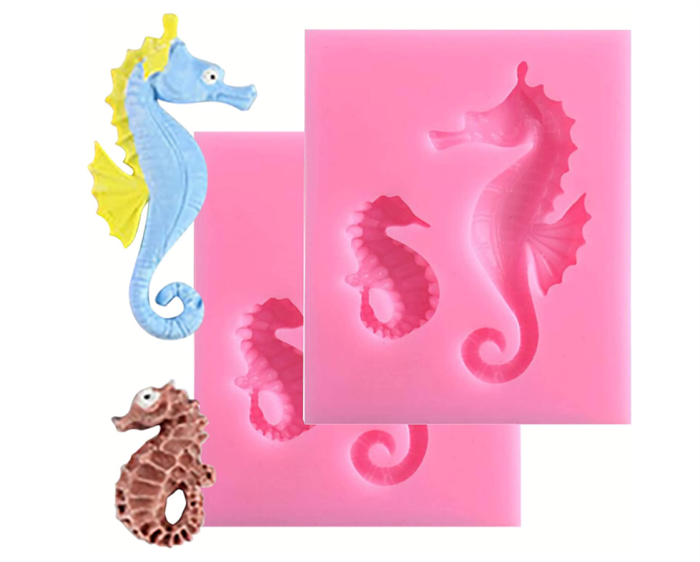 2 Pieces Marine Series, Seahorse Silicone Mould - Ocean Theme Birthday Party Tool,Cake Decorating, Icing, Biscuit Decor, Chocolate, Polymer Clay,Sugar Craft Fondant Molds