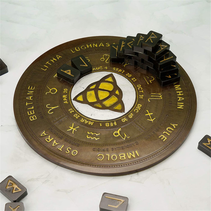 Tarot Divination Mat Resin Mold, Gartful Large Rolling Tray Mold for Resin, Round Divination Board Constellation Moon Phase Tray Silicone Mold for Home Decorations