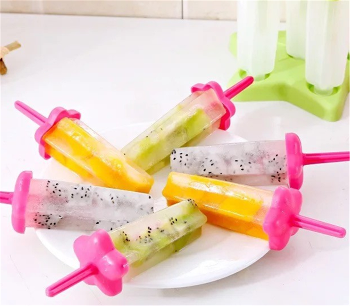 Star, Drip-Guard Handle, Set of 6 Ice Pop Molds Popsicle Makers with Reusable Sticks, Mess-Free Frozen Treats（Random color）