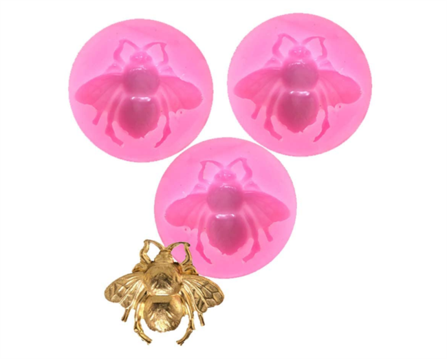 3 PCS Mini Cute Bumble Bee for DIY Cake Fondant Baking Cookies Tray 3D Chocolates Hard Candies Drop Glue Decor Silicone Mold Tool