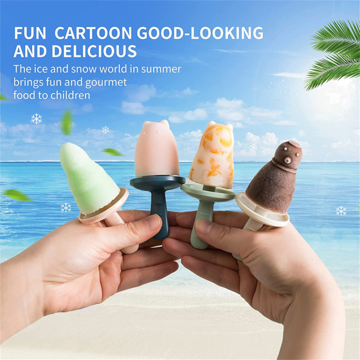 Silicone Popsicle Molds Cartoon Shape, Baby Popsicle Molds BPA Free, Reusable Popsicle Molds for Kids, Making Popsicles and Ice Cream（Random color）