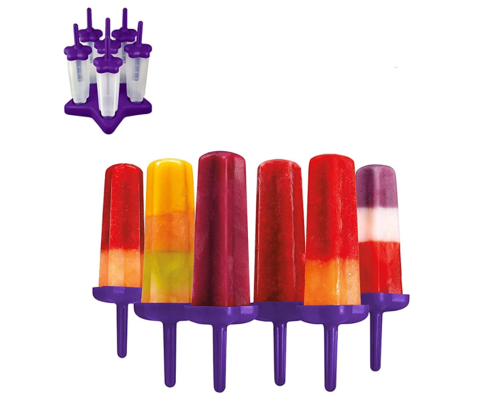 Star, Drip-Guard Handle, Set of 6 Ice Pop Molds Popsicle Makers with Reusable Sticks, Mess-Free Frozen Treats（Random color）