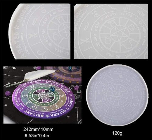 Tarot Divination Mat Resin Mold,Constellation Compass Mat Silicone Mold,Rolling Tray Mold for Resin,Epoxy Molds for DIY Jewelry Craft Making,Divination Decorations