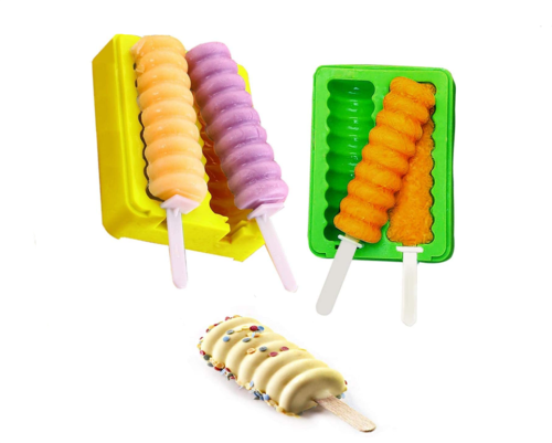 2 Pack Ice Pop Molds Silicone Large Popsicle Molds with Lids for Kid Stackable Cake Pop Mold with Reusable Sticks for Homemade Popsicles Cake