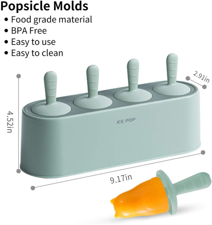 Silicone Popsicle Molds Cartoon Shape, Baby Popsicle Molds BPA Free, Reusable Popsicle Molds for Kids, Making Popsicles and Ice Cream（Random color）