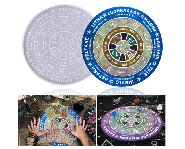 Tarot Divination Mat Resin Mold,Constellation Compass Mat Silicone Mold,Rolling Tray Mold for Resin,Epoxy Molds for DIY Jewelry Craft Making,Divination Decorations