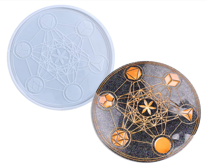 Magic Array Resin Mold, Divination Large Tray Resin Silicone Molds for Resin Crafts DIY, Round Mold for Making Faux Agate Tray Serving Board Fruit Tray Home Decor