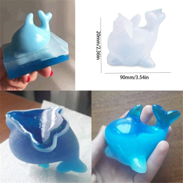 2 Pack 3D Dolphin Silicone Resin Fondant Mold, Epoxy Casting Mould for DIY Craft Soap Candle Chocolate Cake Decoration Tool