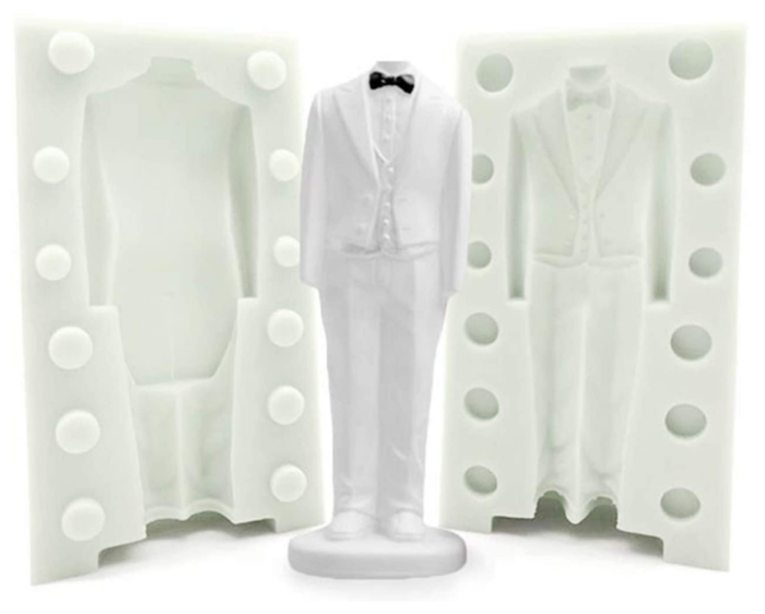 3D Large Wedding Suit Silicone Mold for Baking Chocolate Candy Cake Cupcake Decoration Jelly Ice Cube Soap Gummy Crayons Lollipop Gum Paste Polymer Clay