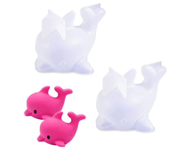 2 Pack 3D Dolphin Silicone Resin Fondant Mold, Epoxy Casting Mould for DIY Craft Soap Candle Chocolate Cake Decoration Tool