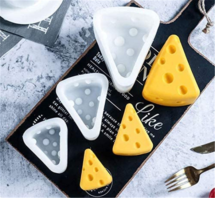 Set of 3 Cheese Shape Mold, Silicone Cheese Cake Baking Molds Triangle DIY Silicone Chocolate Cake Cupcake Biscuit Soap Baking Mold for Home Kitchen