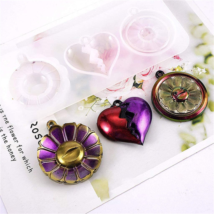 Crystal Epoxy Resin Mold Clown Devil Sun Flower Halloween Pendant Silicone Mould Epoxy Mold for DIY Interesting Handicraft Production