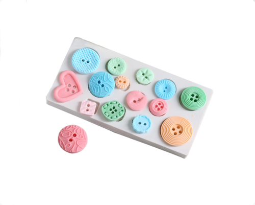 Silicone Botton Embossing Mold Button Shape Silicone Fondant Mold for Cake Border Decorating, Clothes BagsCake DIY Candy Chocolate Gumpaste Resin Button Making Mold
