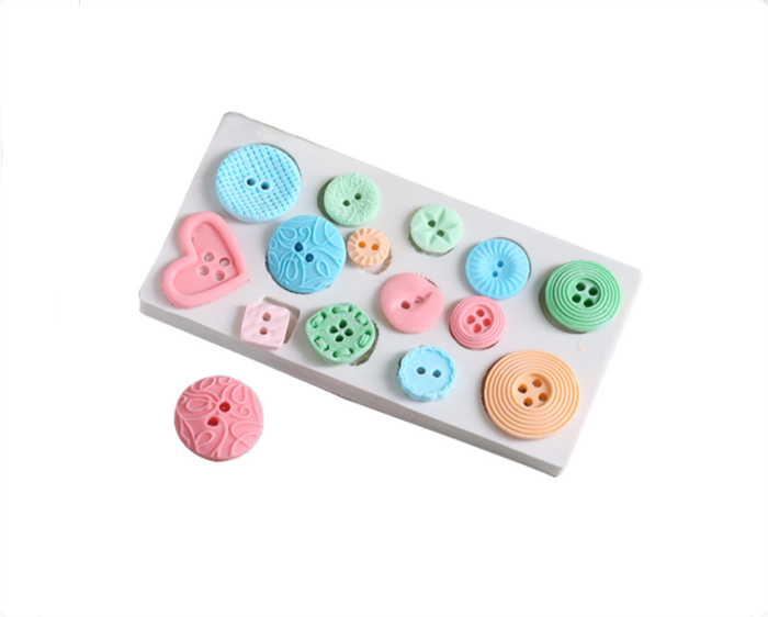 Silicone Botton Embossing Mold Button Shape Silicone Fondant Mold for Cake Border Decorating, Clothes BagsCake DIY Candy Chocolate Gumpaste Resin Button Making Mold