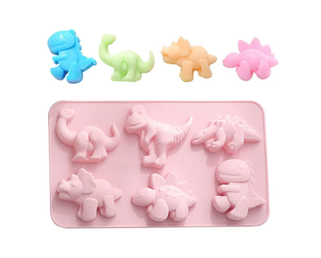 6-Cavity Dinosaur Shape Silicone Baking Mould Chocolate Mold Dessert Mold Nonstick Jelly Pudding Cake Mold Ice Cube for Home Kitchen DIY Bakeware Kitchen Tools