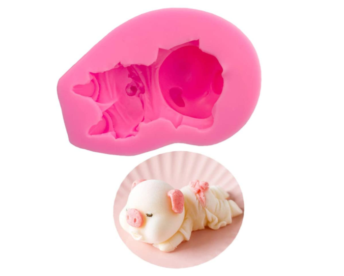Cute Baby Pig Shape Silicone Cake Mold Baking Mold Pudding Candy Making Silicone Mold for Cake Decorating Tool Chocolate Cookie Dessert Cupcake Topper(Random color)