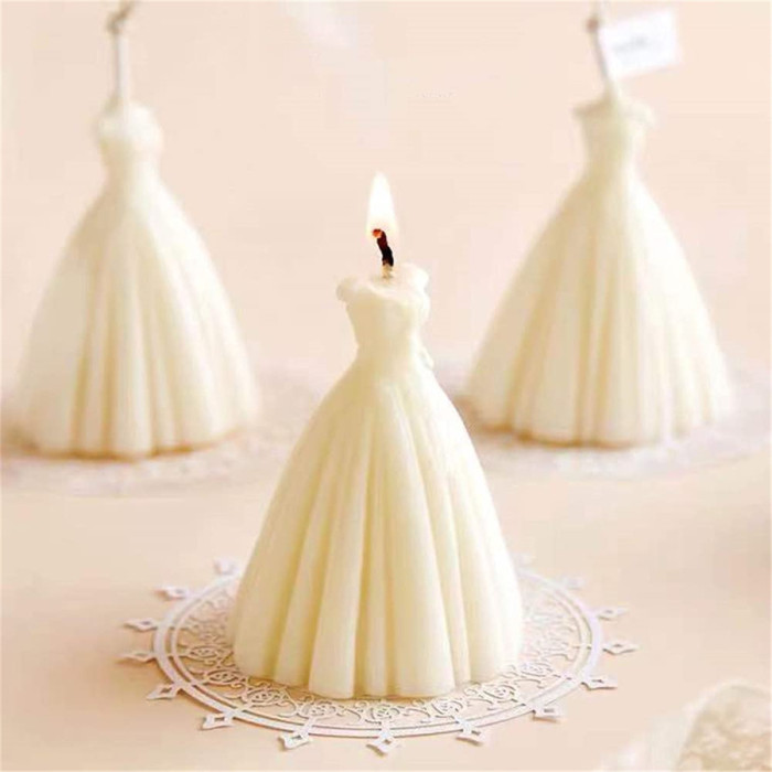 3D three-dimensional wedding princess dress silicone mold, aroma candle DIY mold, used to make DIY soap, candle, chocolate, cake, plaster, etc.handmade