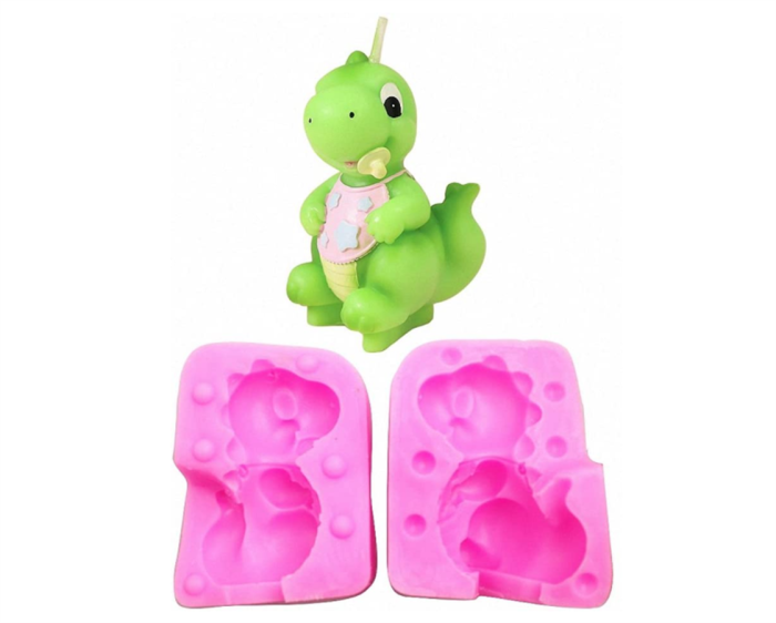 3D T Rex Baby Dinosaur Silicone Mold for Fondant, Candle, Chocolate, Soap, Chocolate, Cake Decorating, Crayon Melt, Polymer Clay（Random color）