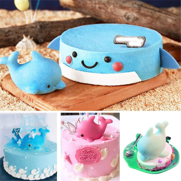 2 Pack 3D Dolphin Silicone Resin Fondant Mold, Epoxy Casting Mould for DIY Craft Soap Candle Chocolate Cake Decoration Tool