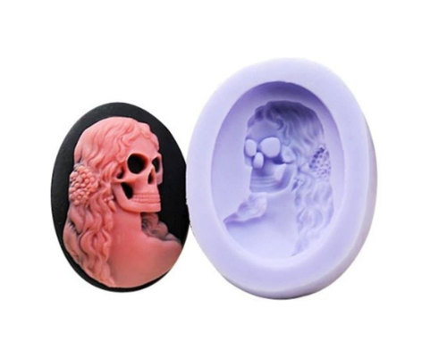 Silicone Mold Silicone Resin Clay Molds Handmade Resin Mold Polymer Clay Mold - Skull with Hair