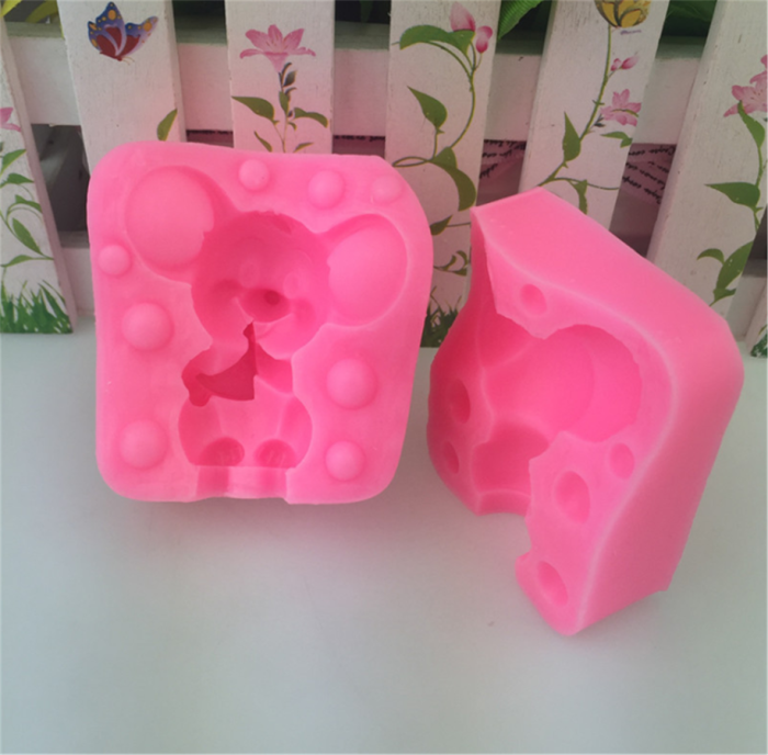 Mouse Silicone Mold - Cute Mouse Eating Cheese Art Craft Mould for Fondant, Candle, Soap, Wax Crayon, Polymer Paper Fimo Clay