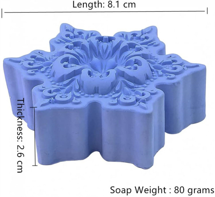 3D Snowflake Shaped Silicone Molds for Soap Chocolate Candy Wax Melts Resin Oreo Candle Lollipop Ice Cube Jello Cake Decorating Sugar Craft Molds (Random color)