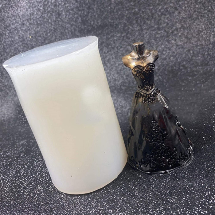 3D Small Wedding Dress Silicone Mold for Baking Chocolate Candy Cake Cupcake Decoration Jelly Ice Cube Soap Gummy Crayons Lollipop Gum Paste Polymer Clay