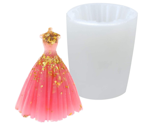 3D three-dimensional wedding princess dress silicone mold, aroma candle DIY mold, used to make DIY soap, candle, chocolate, cake, plaster, etc.handmade