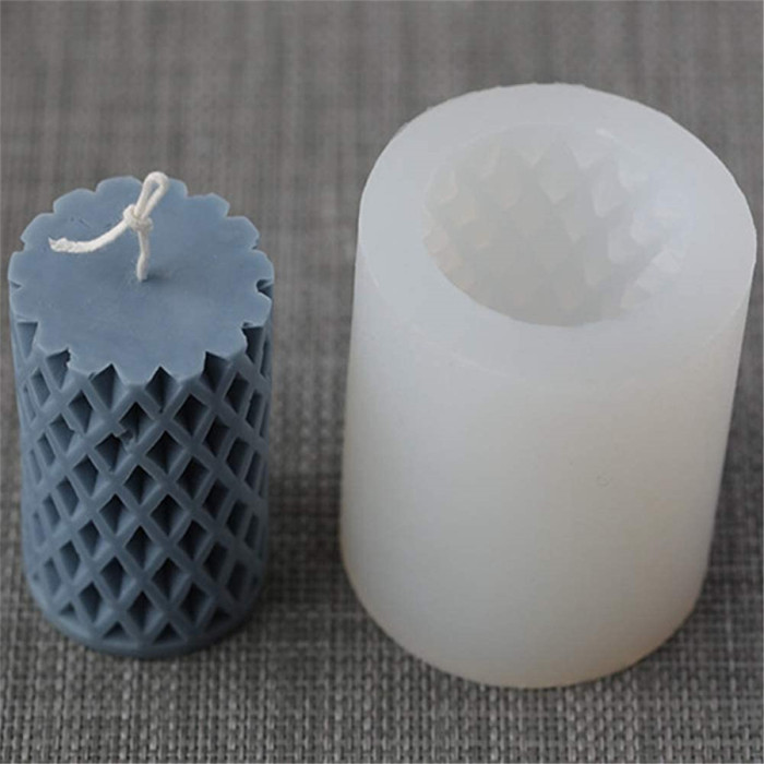 3D Mesh Cylindrical Candle Mold DIY Candle Aromatherapy Mould Silicone Mold Handmade Soap Mold Silicone Crafts Art Supplies Moulds
