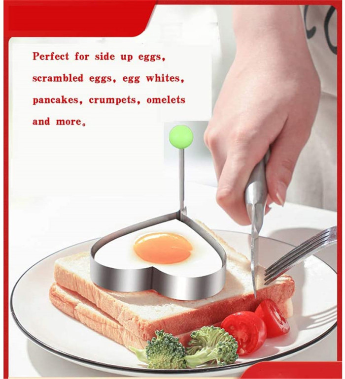 Fried Egg Mold Ring Set of 5 - Stainless Steel Non-Stick Egg Shaper Ring Egg Ring Pancake Mold Non-Stick Kitchen Cooking Tools
