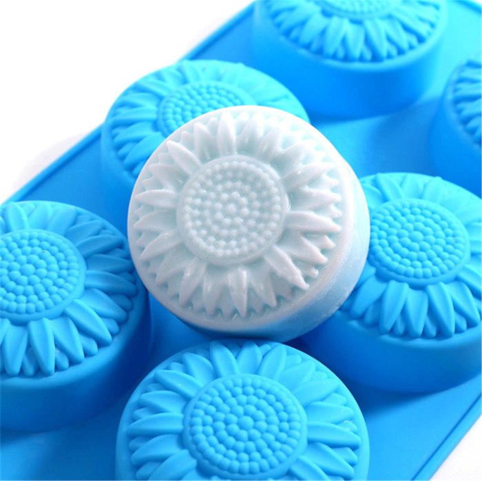 Round Daisy Flower Soap Cake Lotion Bar Jello Muffin Mooncake Silicone Mold