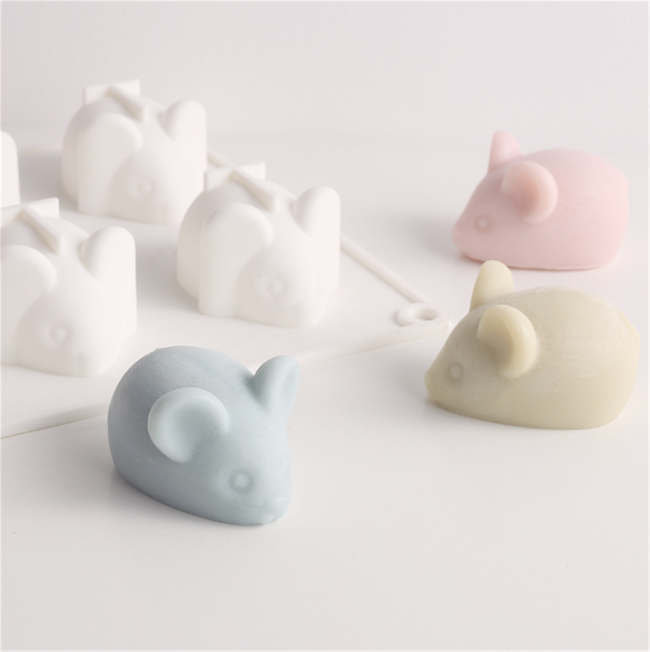 3D Easter Mouse  Silicone Mold DIY Baking Moulds Bakeware Trays Tool Cake Topper Decorative Cooking Supplies for Chocolate Fondant Candy Candies Ice (6 Cavity)