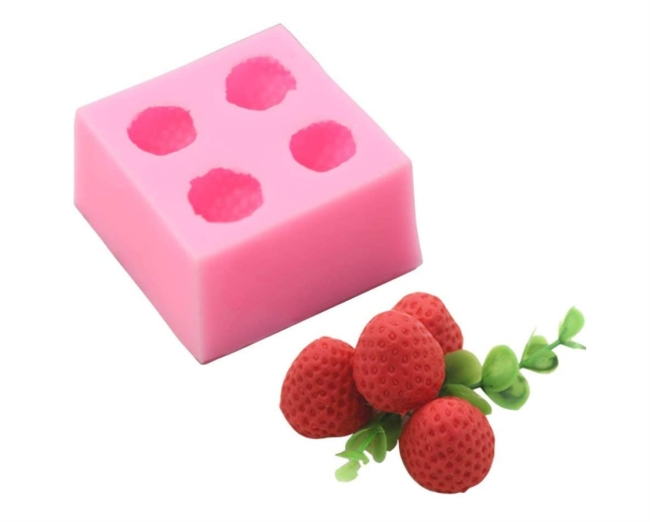 Large Strawberry Mold for Fondant, Gum Paste, Cake Topper Decorating, Chocolate, Candy, Ice Cube, Jello, Polymer Clay, Crayon